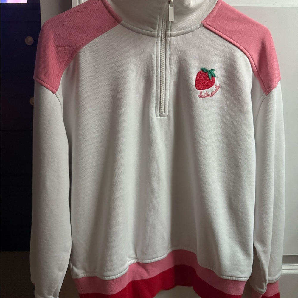 Kate Spade Strawberry Quarter Zip Pullover.